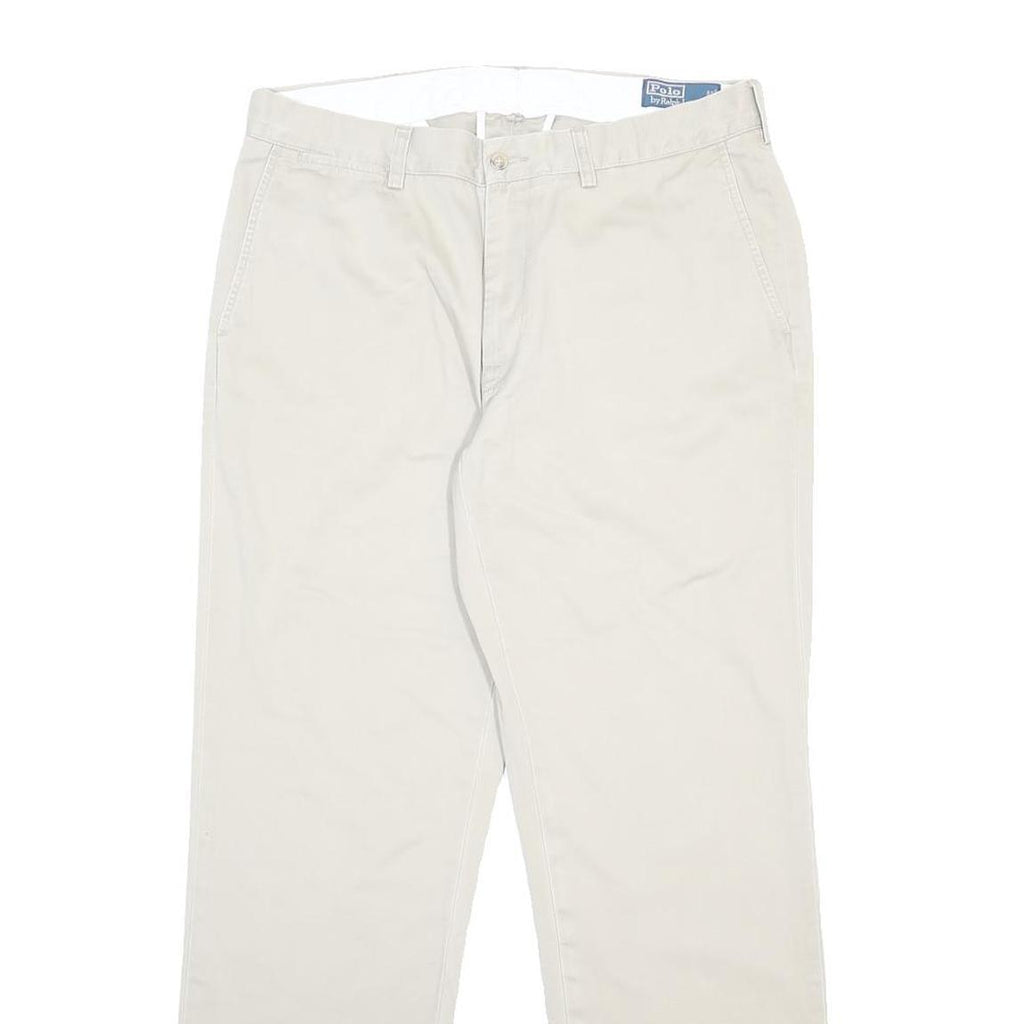 POLO RALPH LAUREN Mens Cotton Cream Regular Straight Trousers W35 L32 Classic