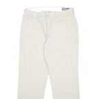POLO RALPH LAUREN Mens Cotton Cream Regular Straight Trousers W35 L32 Classic