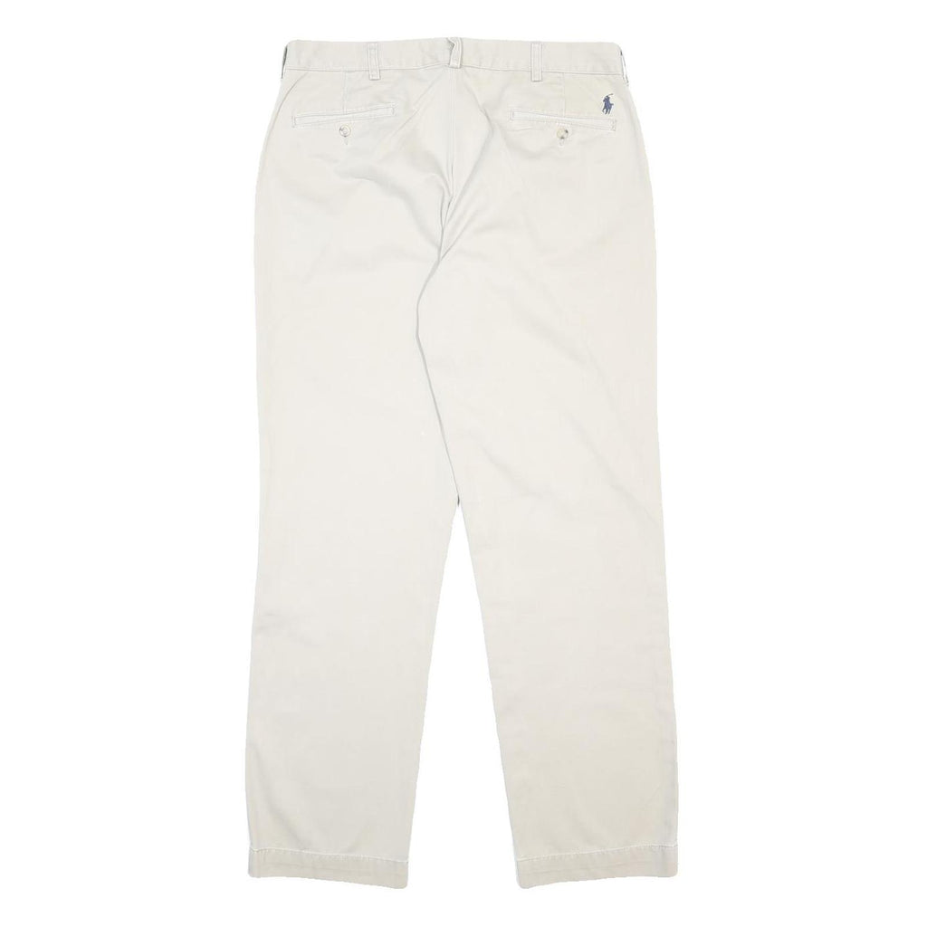 POLO RALPH LAUREN Mens Cotton Cream Regular Straight Trousers W35 L32 Classic