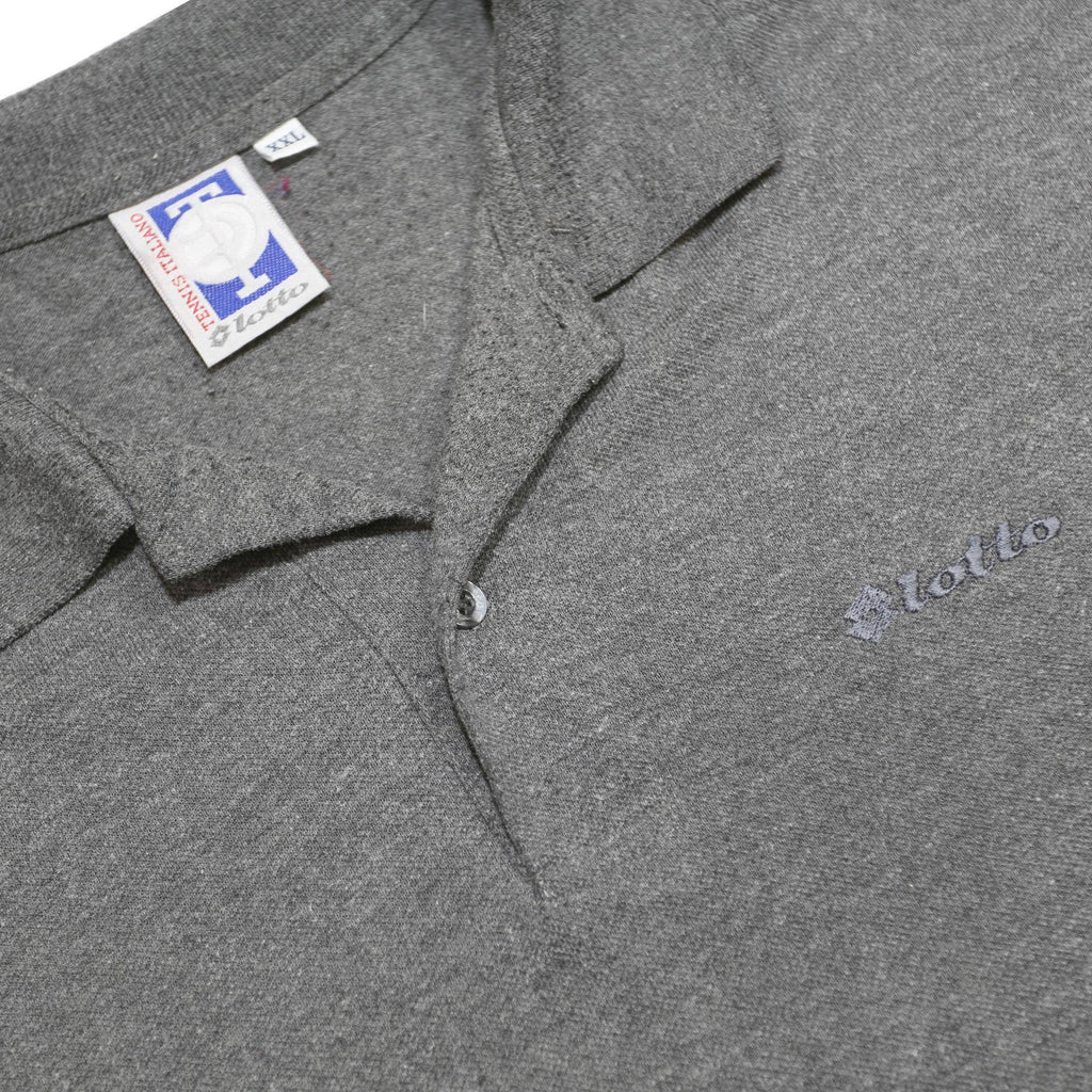 LOTTO Mens Grey Short Sleeve Plain 2XL Cotton Blend Polo Shirt Casual