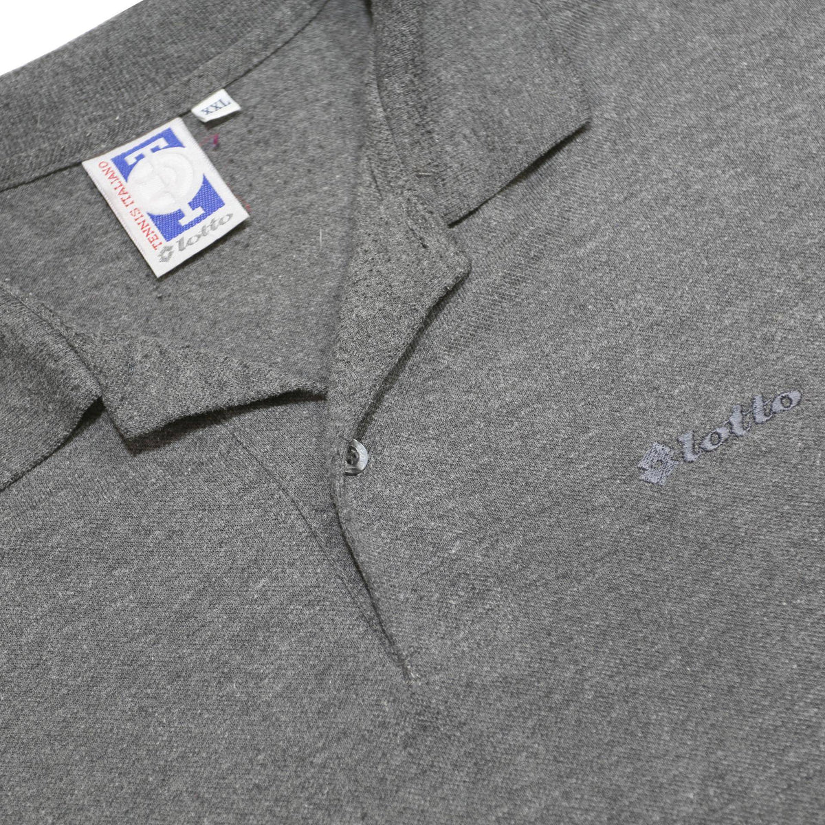 LOTTO Mens Grey Short Sleeve Plain 2XL Cotton Blend Polo Shirt Casual
