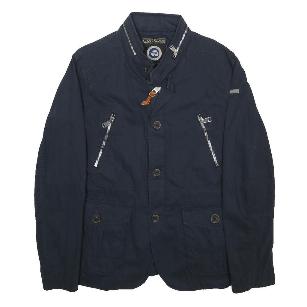 NAPAPIJRI Mens Blue XL Cotton Zip Jacket Classic Casual Style