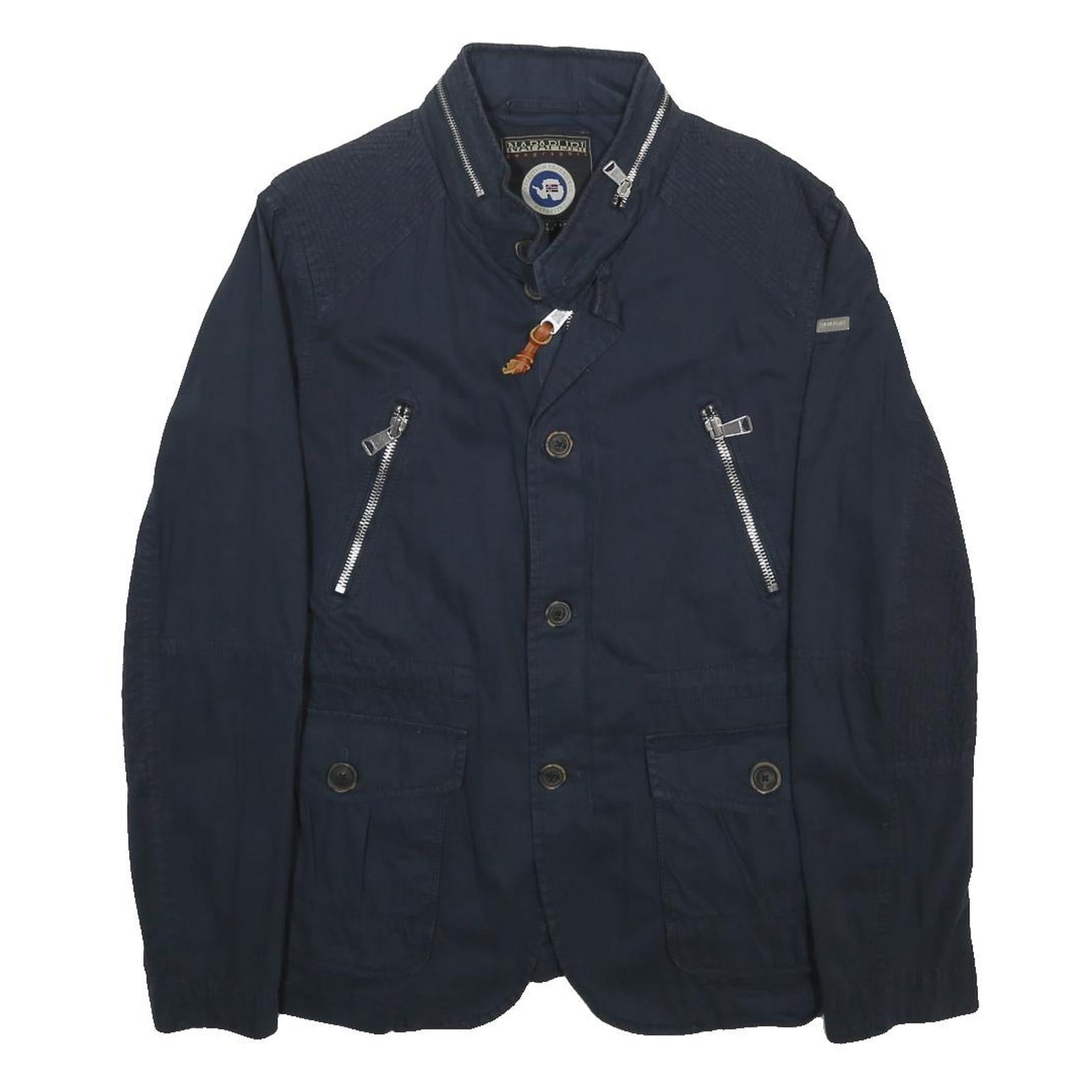 NAPAPIJRI Mens Blue XL Cotton Zip Jacket Classic Casual Style