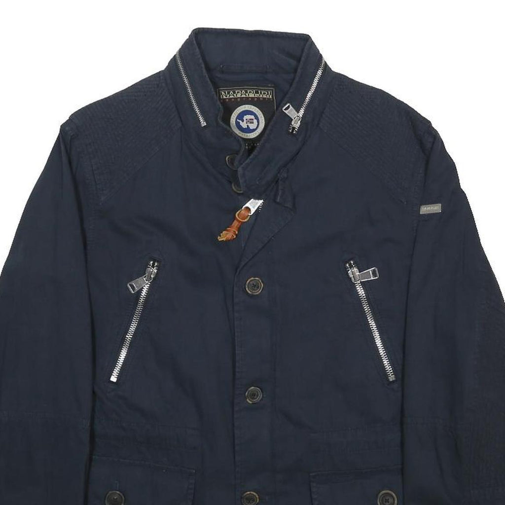 NAPAPIJRI Mens Blue XL Cotton Zip Jacket Classic Casual Style