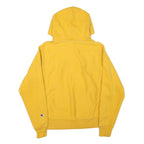 CHAMPION Mens Yellow Hoodie S Cotton Blend Pullover Drawstring Logo