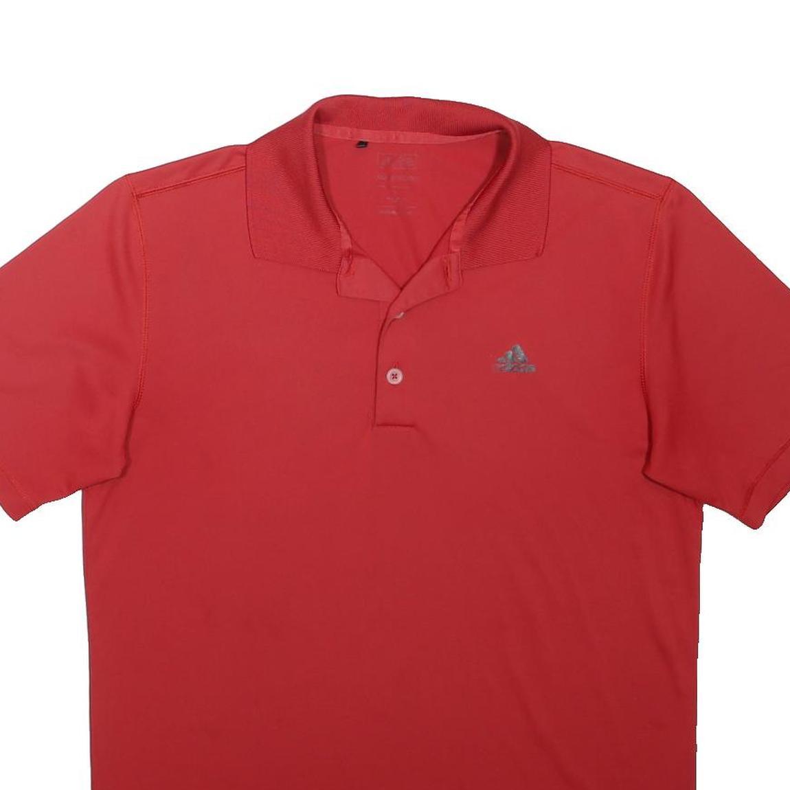 ADIDAS Mens Red Cotton Blend Short Sleeve Polo Shirt S Basic Casual Top