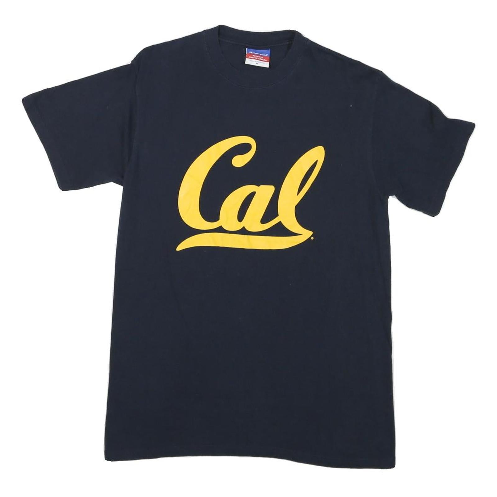 CHAMPION Mens Navy Blue Cal Graphic T-Shirt M Short Sleeve Crew Neck Cotton