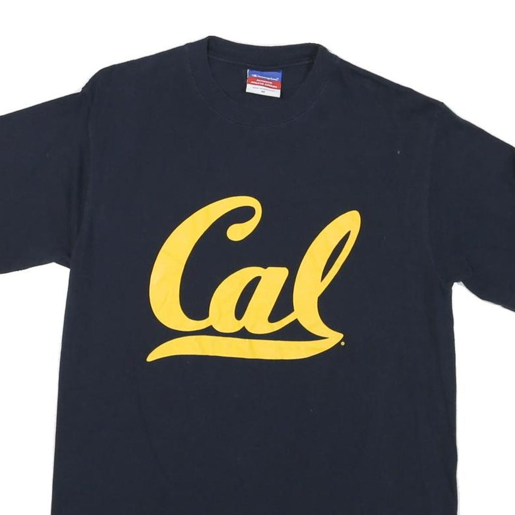 CHAMPION Mens Navy Blue Cal Graphic T-Shirt M Short Sleeve Crew Neck Cotton