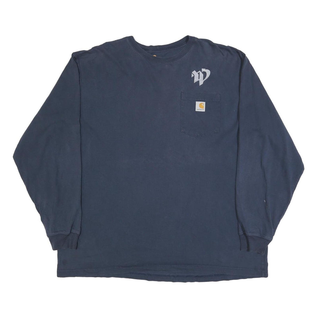 CARHARTT Mens Navy Blue Long Sleeve Crew Neck XL Western Pneumatics Logo Cotton