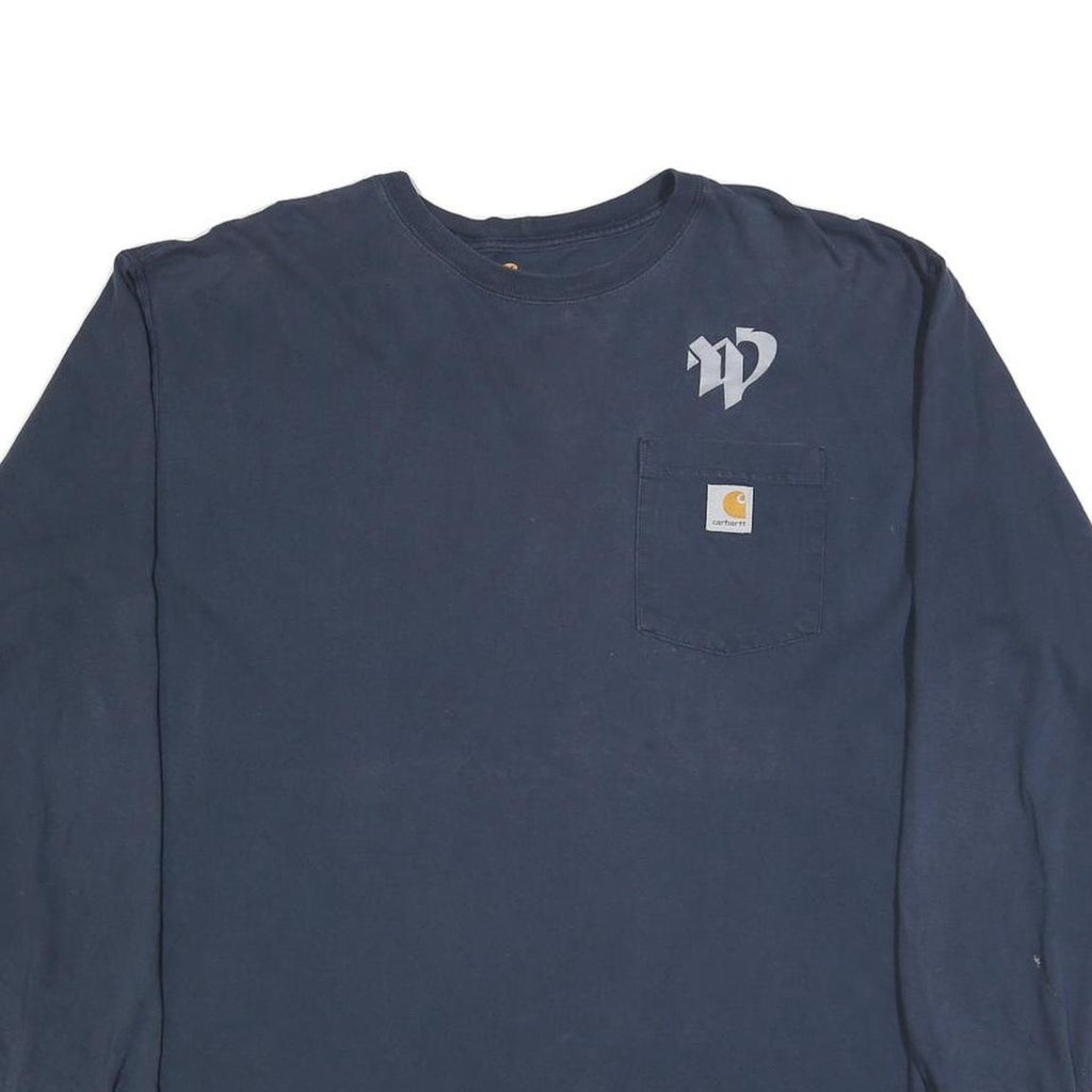 CARHARTT Mens Navy Blue Long Sleeve Crew Neck XL Western Pneumatics Logo Cotton