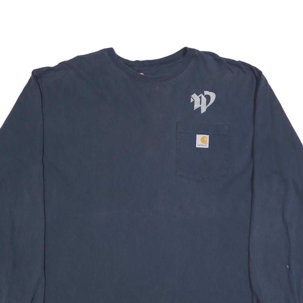 CARHARTT Mens Navy Blue Long Sleeve Crew Neck XL Western Pneumatics Logo Cotton