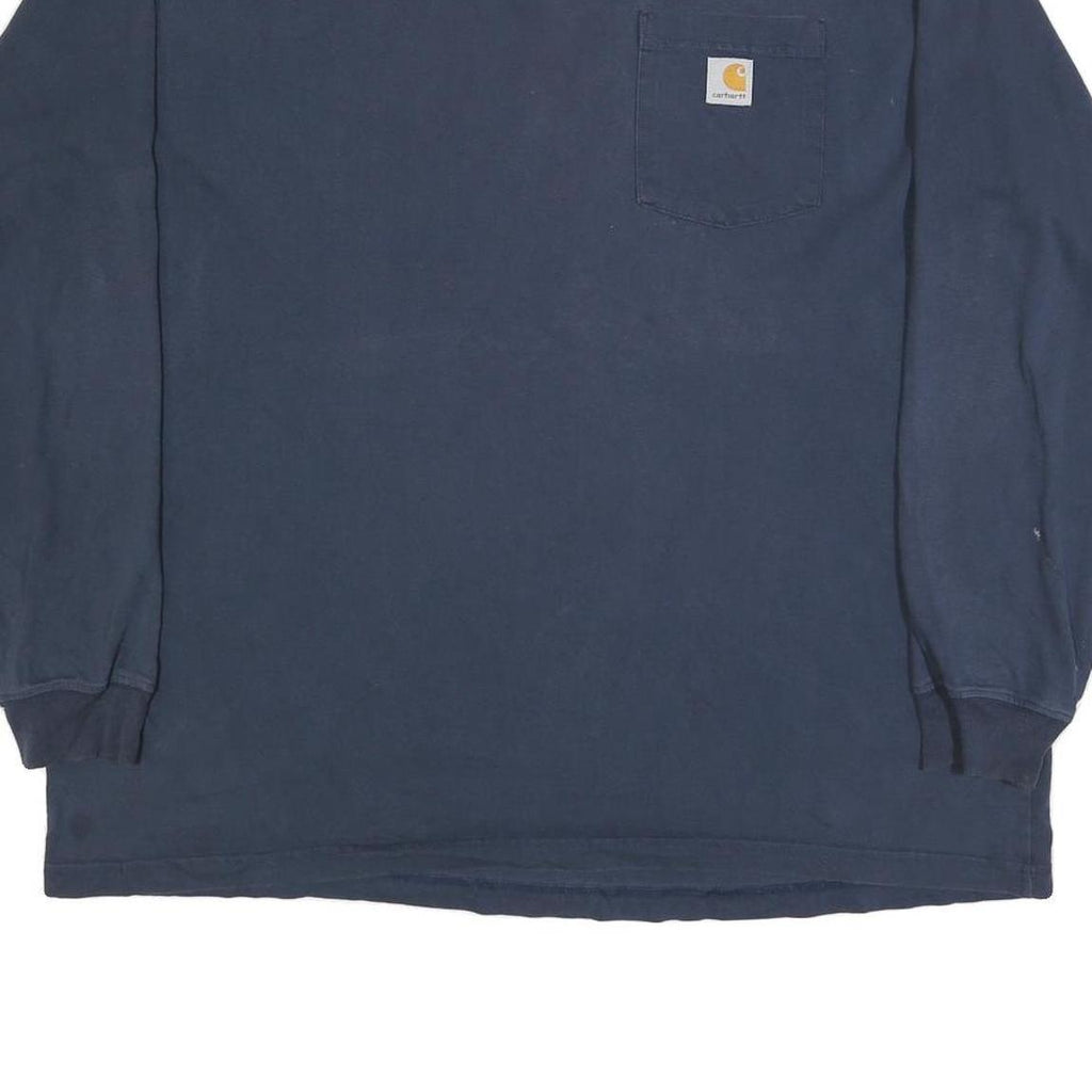 CARHARTT Mens Navy Blue Long Sleeve Crew Neck XL Western Pneumatics Logo Cotton