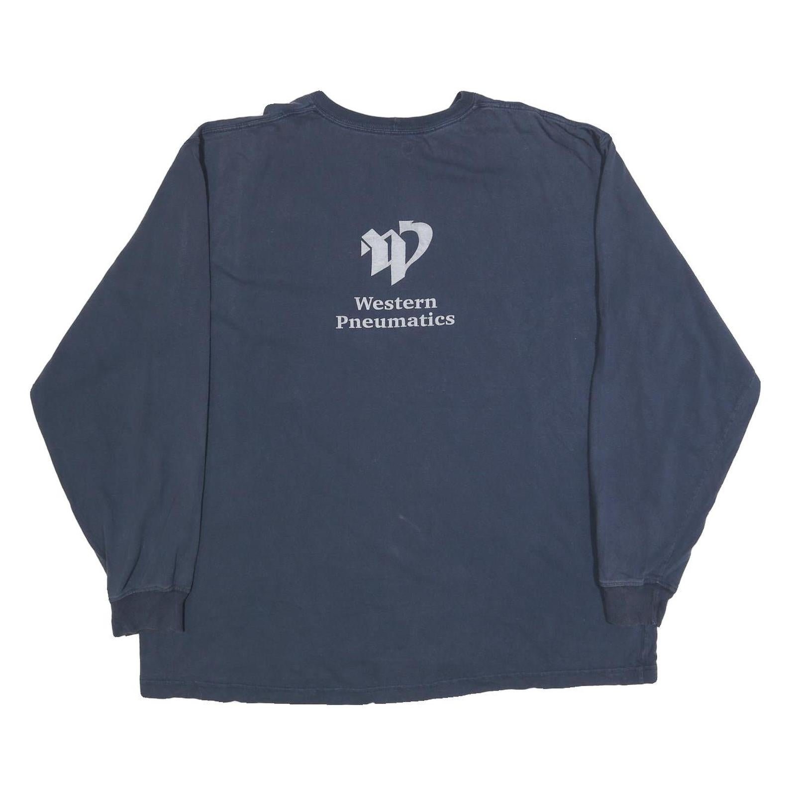 CARHARTT Mens Navy Blue Long Sleeve Crew Neck XL Western Pneumatics Logo Cotton