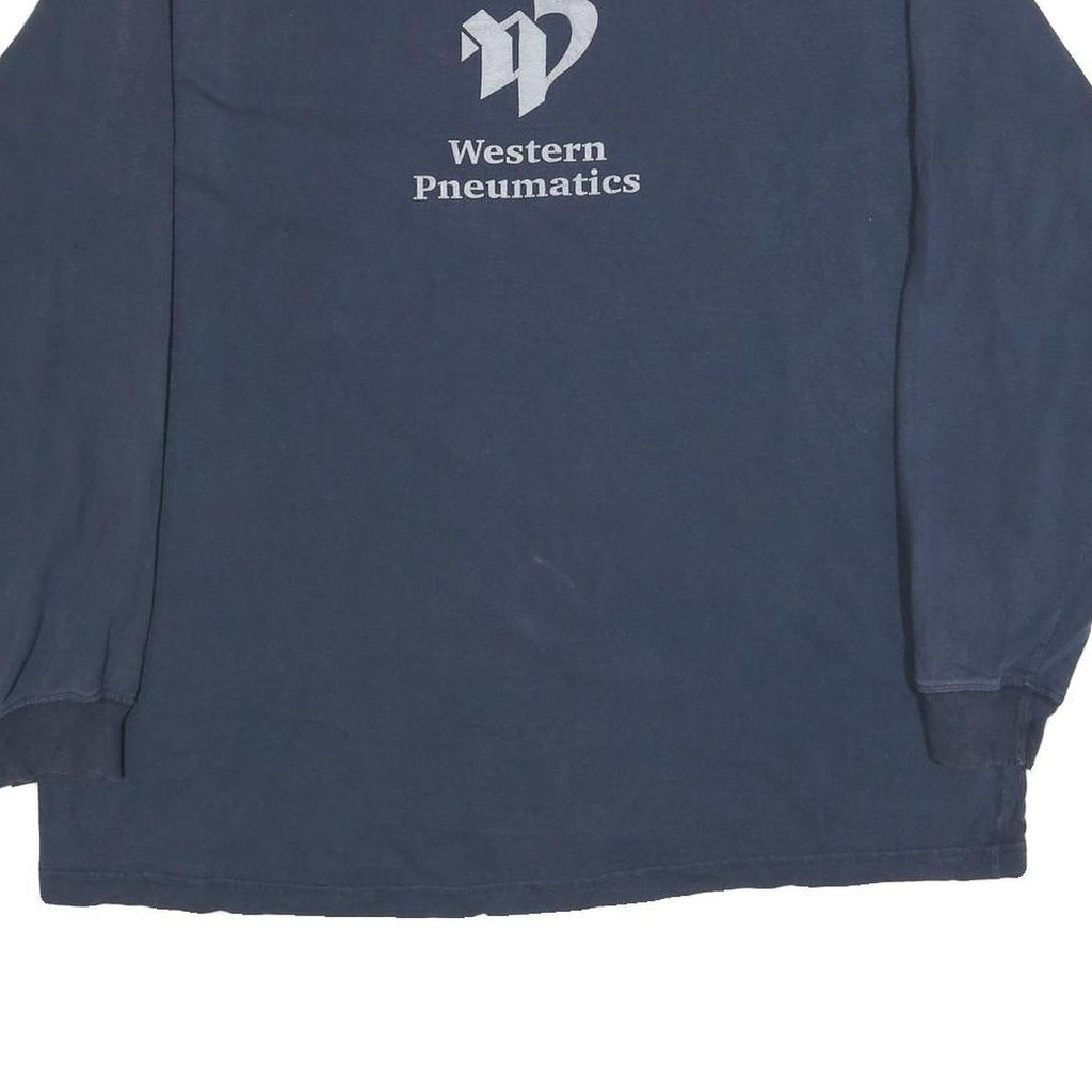 CARHARTT Mens Navy Blue Long Sleeve Crew Neck XL Western Pneumatics Logo Cotton