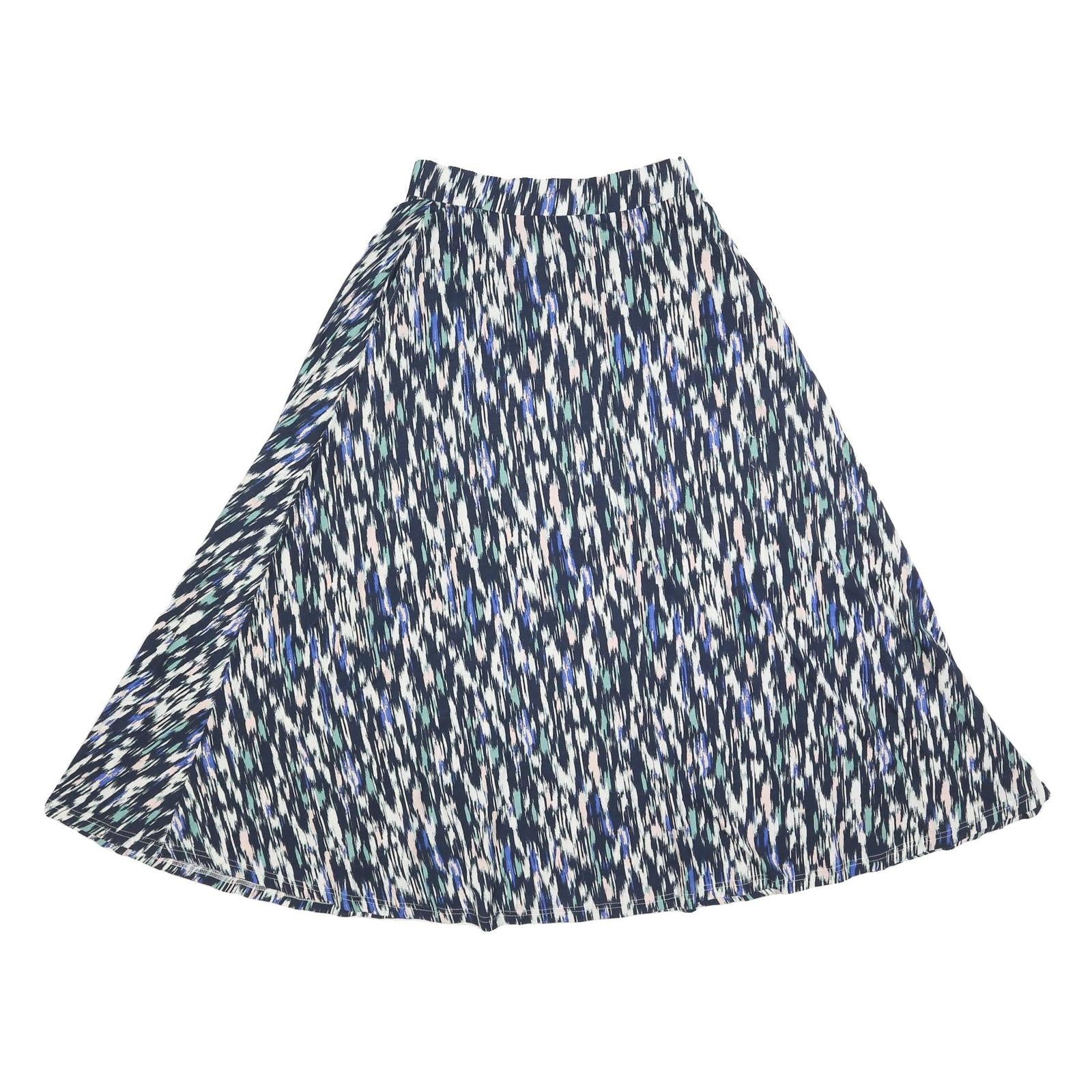 WHITE STUFF Womens Blue White & Pink Patterned Swing Midi Viscose Blend Skirt UK