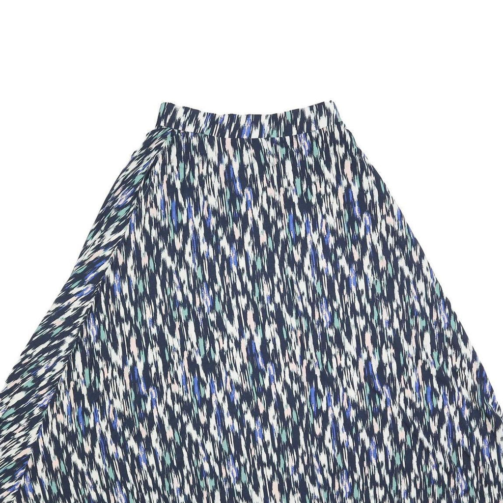 WHITE STUFF Womens Blue White & Pink Patterned Swing Midi Viscose Blend Skirt UK