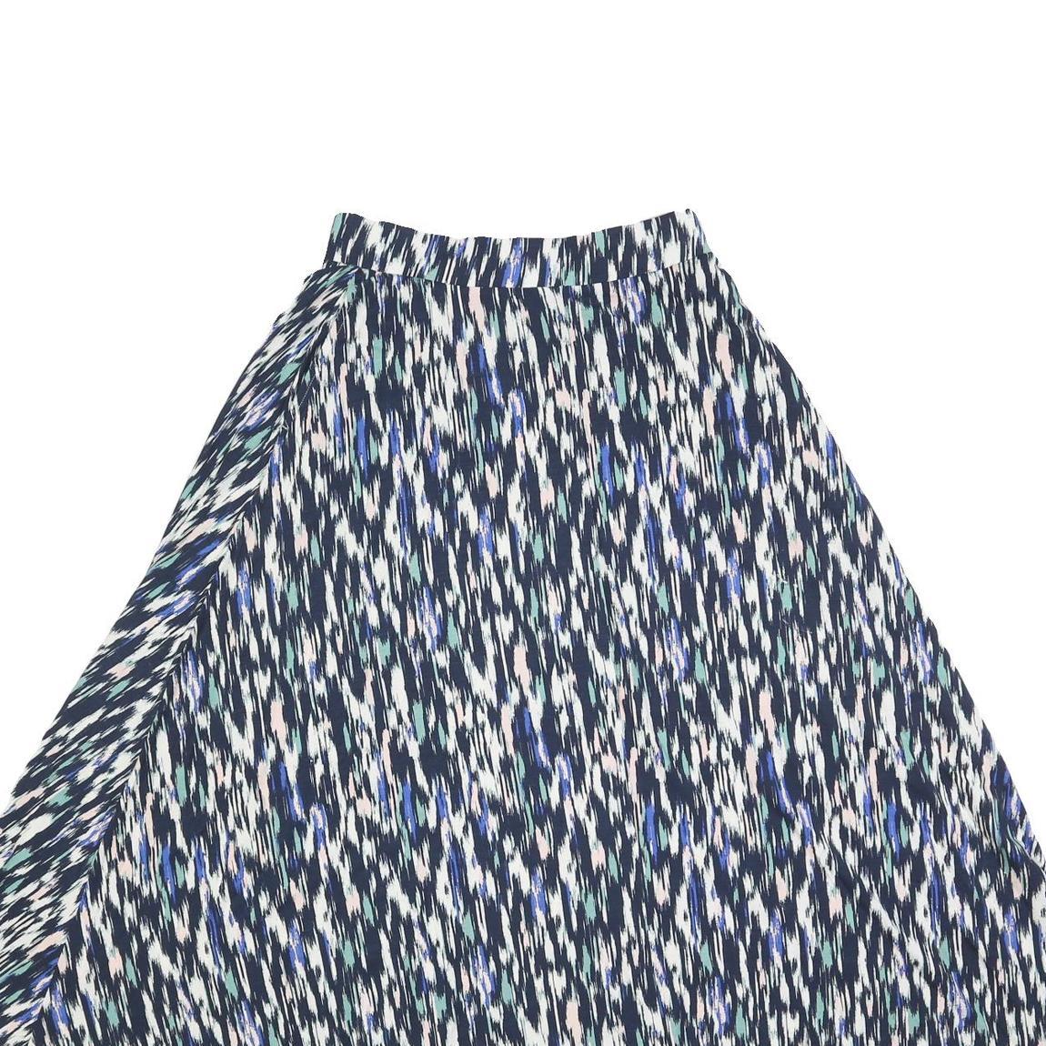 WHITE STUFF Womens Blue White & Pink Patterned Swing Midi Viscose Blend Skirt UK