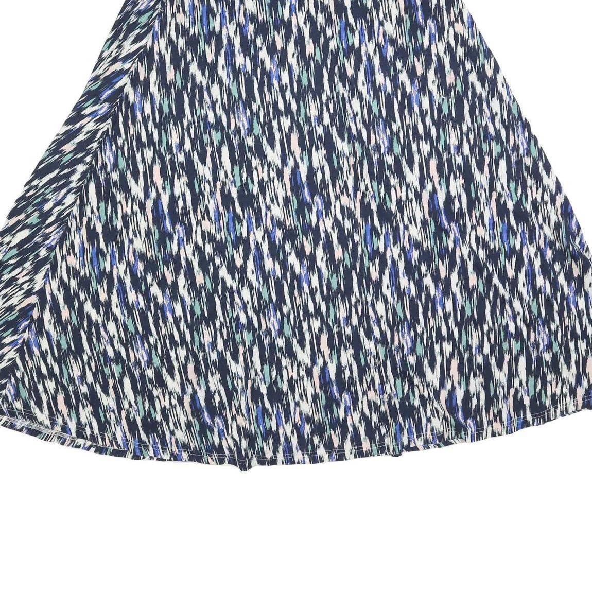 WHITE STUFF Womens Blue White & Pink Patterned Swing Midi Viscose Blend Skirt UK