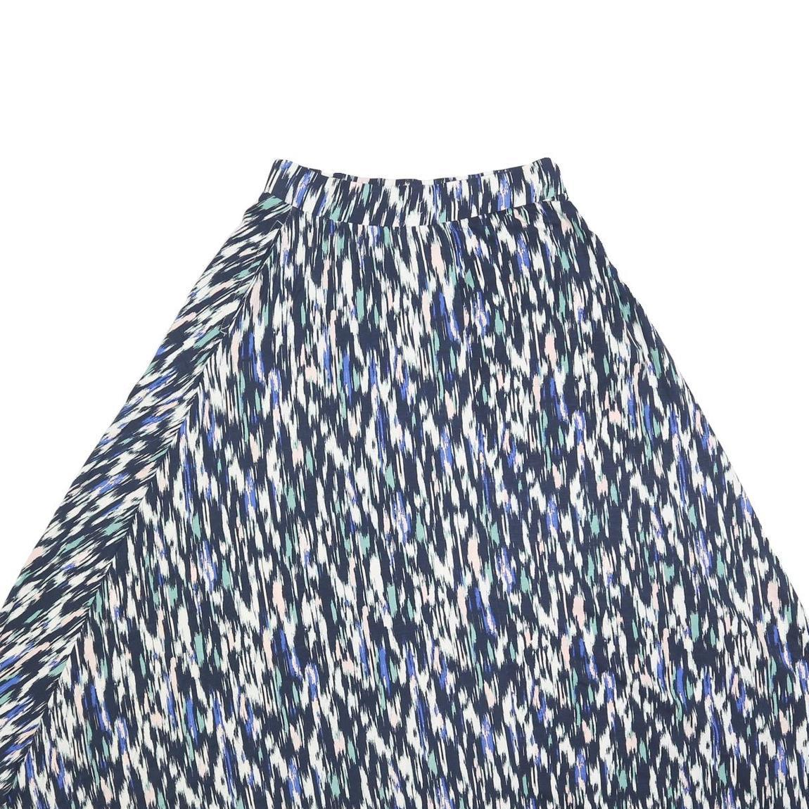 WHITE STUFF Womens Blue White & Pink Patterned Swing Midi Viscose Blend Skirt UK