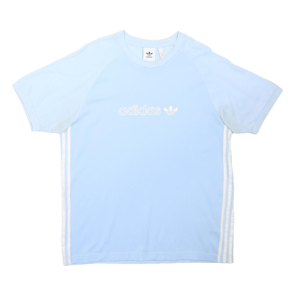 ADIDAS ORIGINALS Mens Blue & Light Blue Graphic T-Shirt L Short Sleeve Crew Neck
