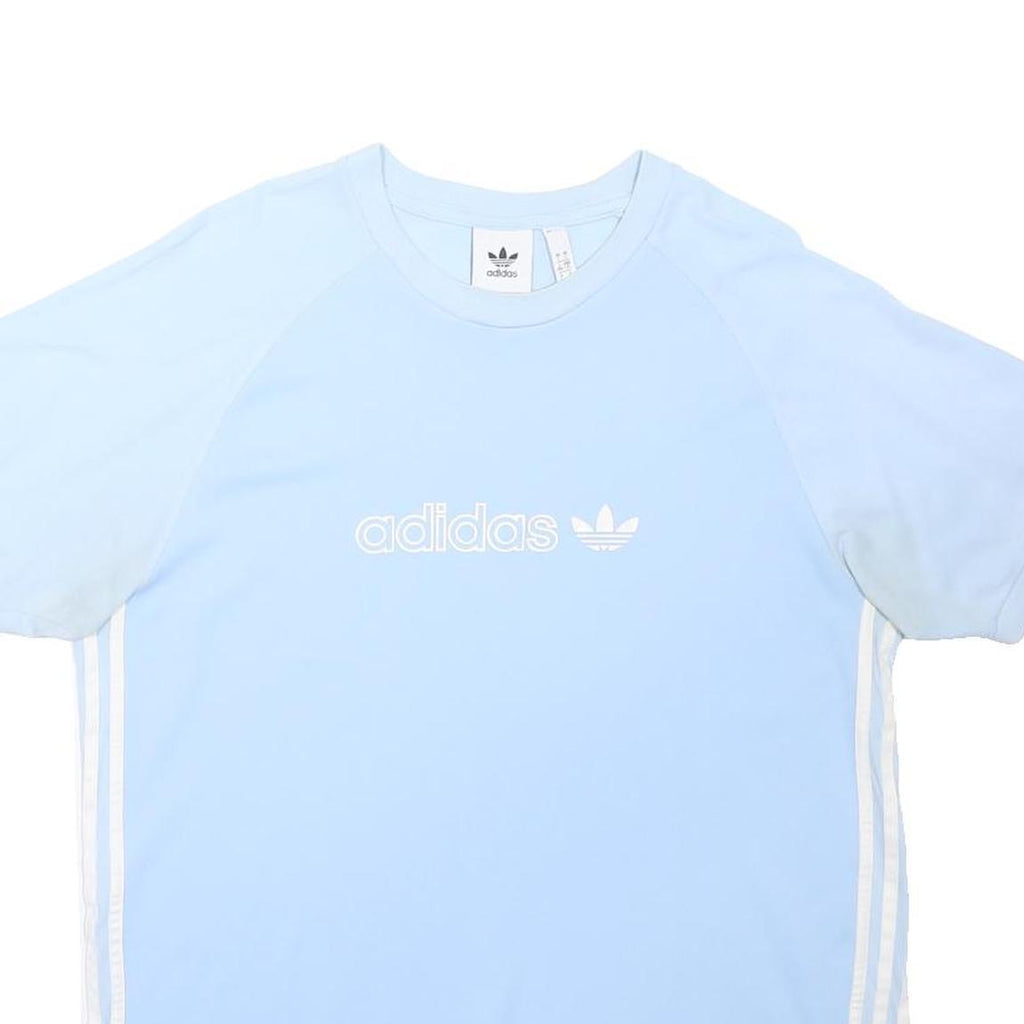 ADIDAS ORIGINALS Mens Blue & Light Blue Graphic T-Shirt L Short Sleeve Crew Neck