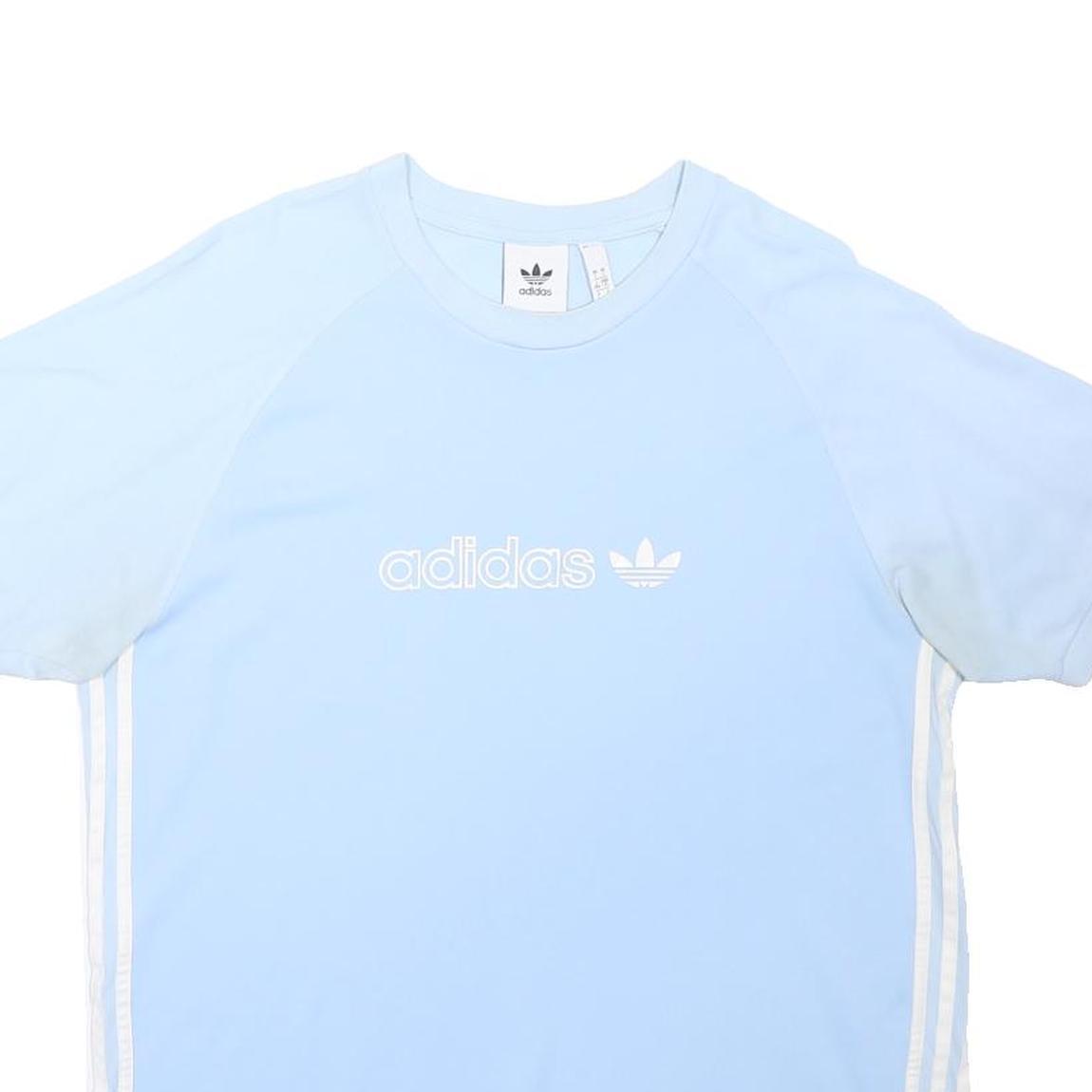 ADIDAS ORIGINALS Mens Blue & Light Blue Graphic T-Shirt L Short Sleeve Crew Neck