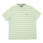 CHAPS Mens Light Green & White Striped Short Sleeve Polo Shirt XL Cotton Blend