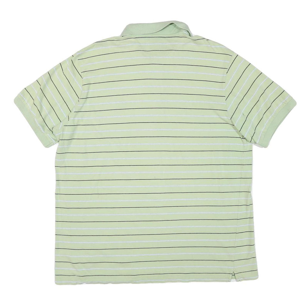 CHAPS Mens Light Green & White Striped Short Sleeve Polo Shirt XL Cotton Blend