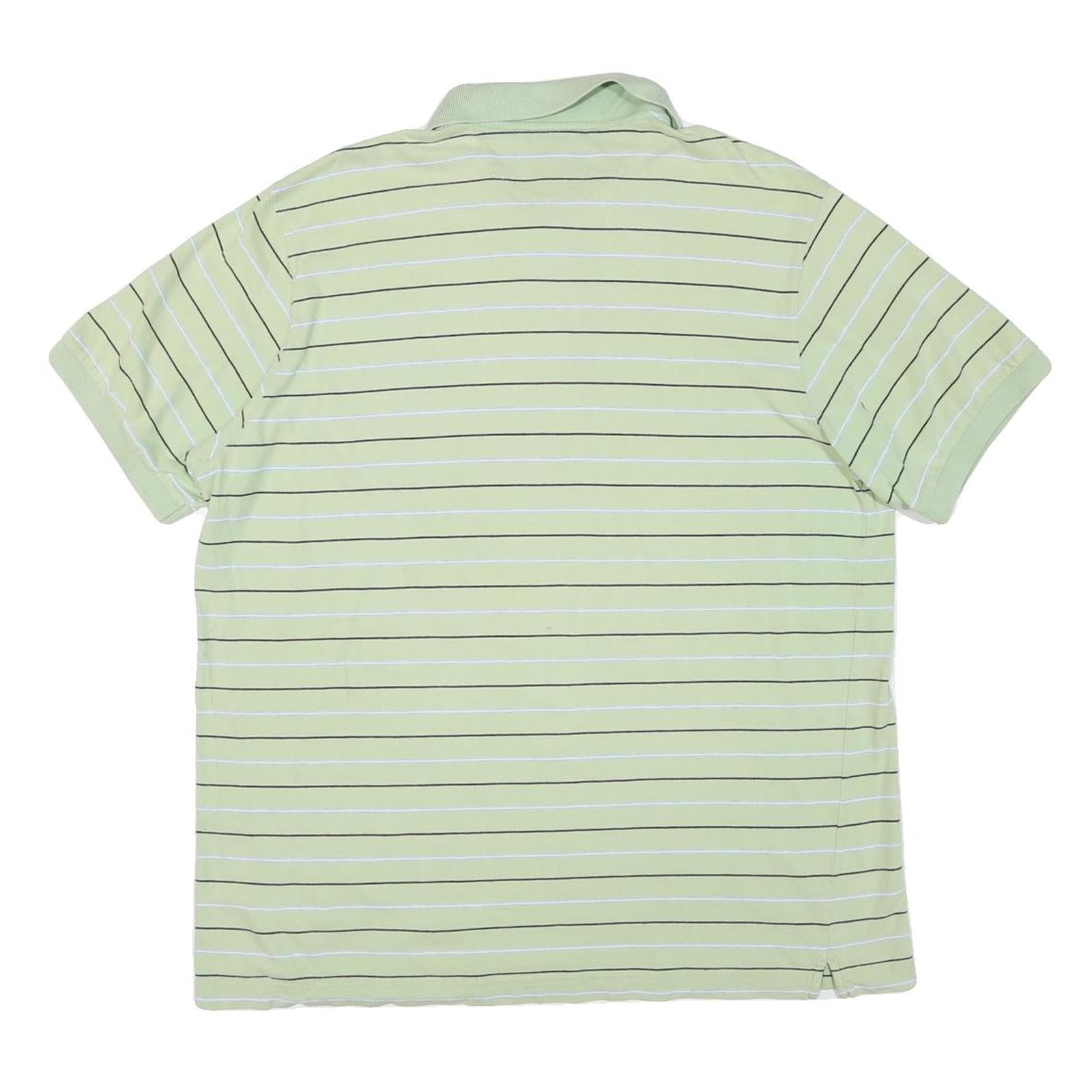 CHAPS Mens Light Green & White Striped Short Sleeve Polo Shirt XL Cotton Blend