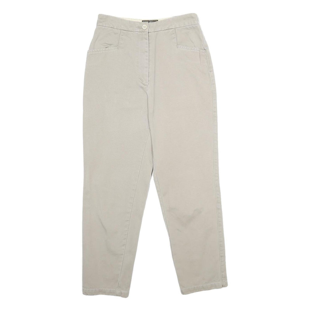 BENSISNON Womens Beige Regular Fit Straight Trousers W24 L27 Classic Zip Pocket