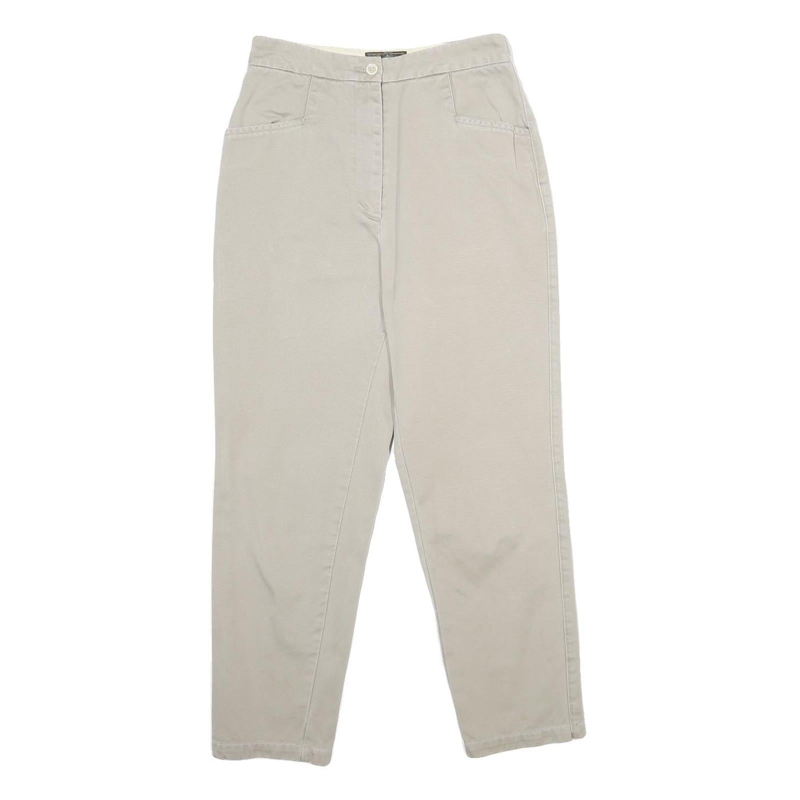 BENSISNON Womens Beige Regular Fit Straight Trousers W24 L27 Classic Zip Pocket