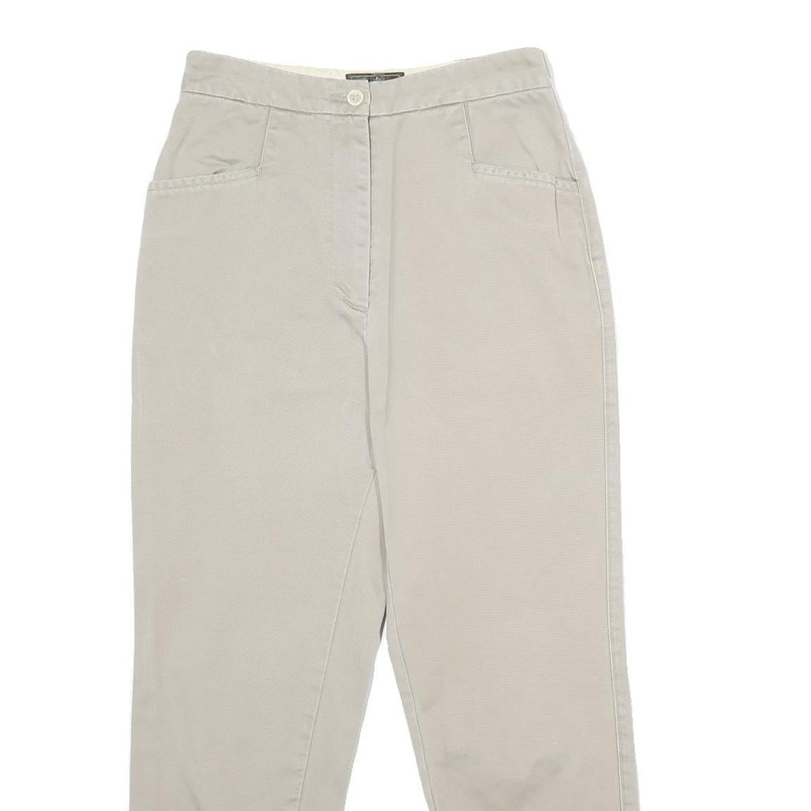 BENSISNON Womens Beige Regular Fit Straight Trousers W24 L27 Classic Zip Pocket
