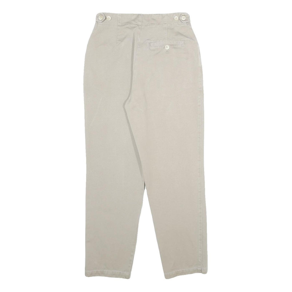 BENSISNON Womens Beige Regular Fit Straight Trousers W24 L27 Classic Zip Pocket