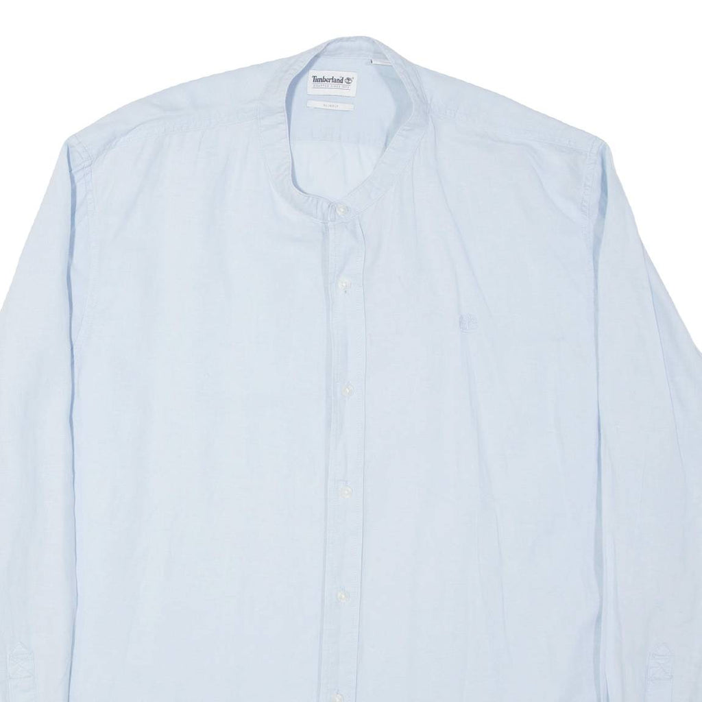 TIMBERLAND Slim Fit Mens Flannel Shirt Blue Long Sleeve 2XL