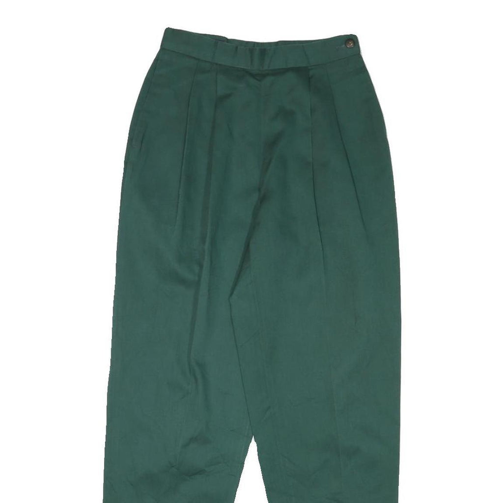 LANDS END Womens Cotton Blend Forest Green Regular Fit Straight Trousers W25 L29