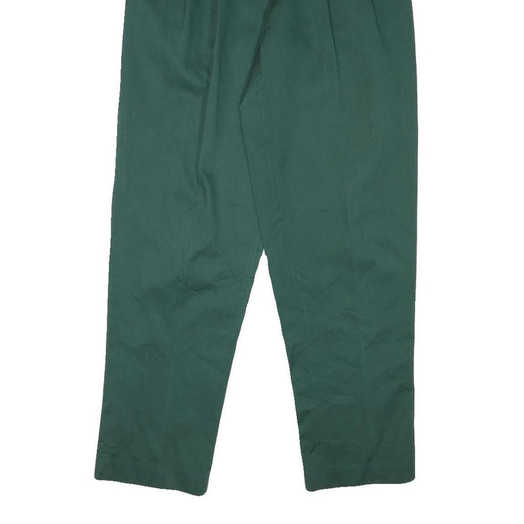 LANDS END Womens Cotton Blend Forest Green Regular Fit Straight Trousers W25 L29