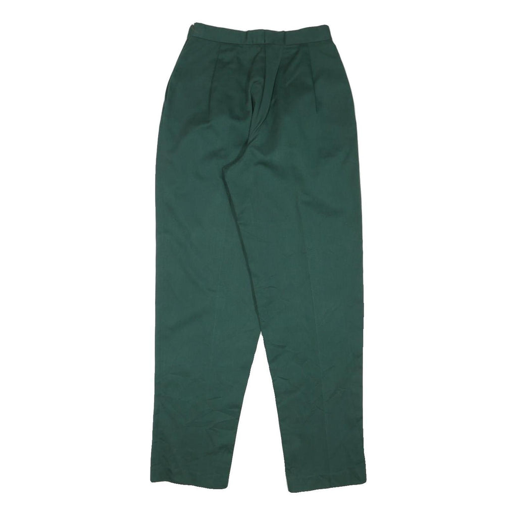 LANDS END Womens Cotton Blend Forest Green Regular Fit Straight Trousers W25 L29
