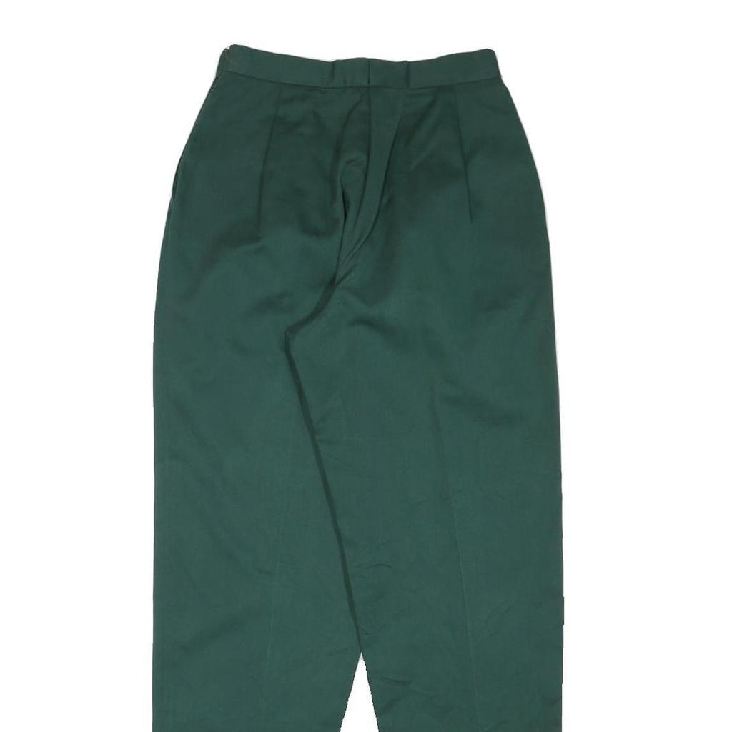 LANDS END Womens Cotton Blend Forest Green Regular Fit Straight Trousers W25 L29