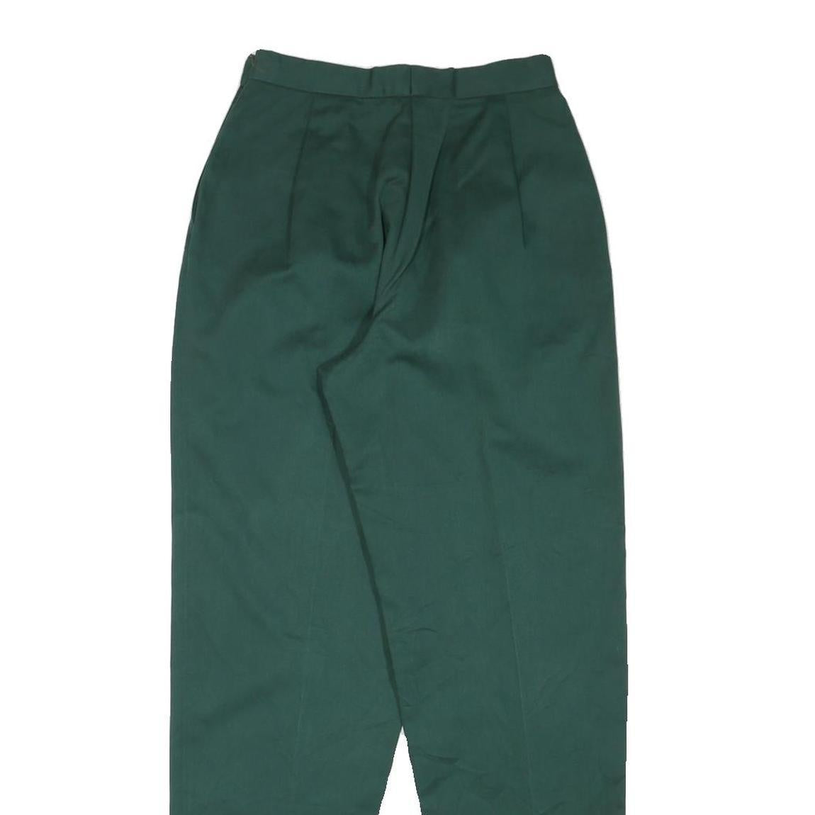 LANDS END Womens Cotton Blend Forest Green Regular Fit Straight Trousers W25 L29