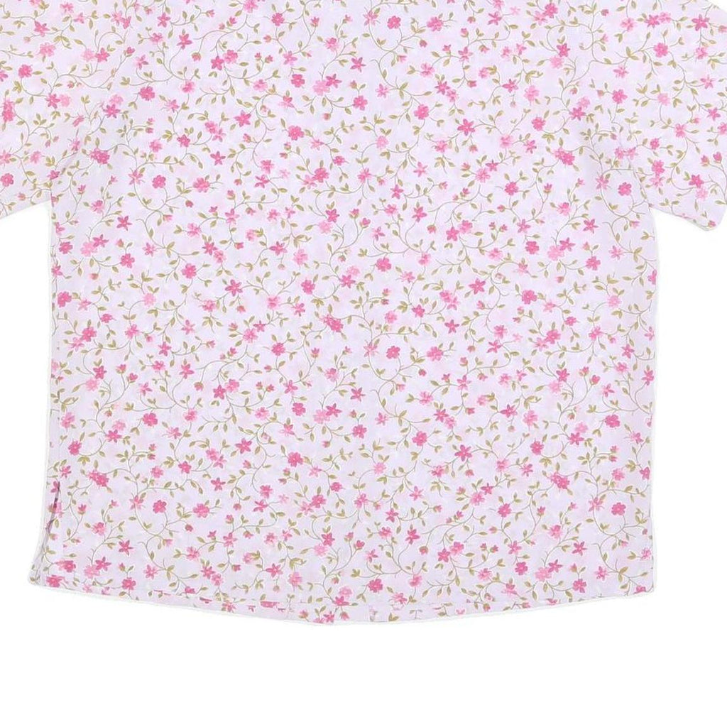 DAMART Womens White & Pink Floral Sports Shirt Short Sleeve Collared UK 20