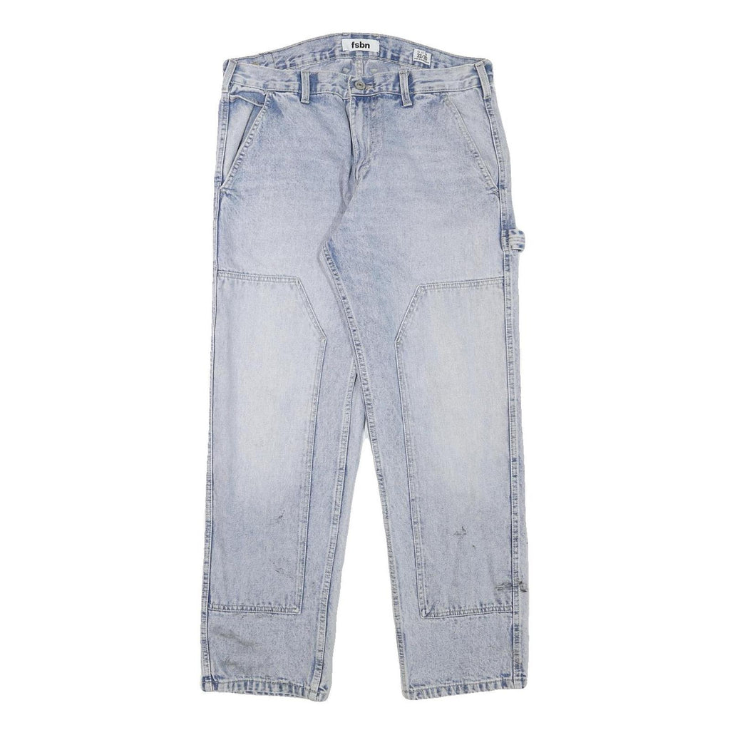 FSBN Mens Regular Fit Light Blue Denim Jeans W33 L30 Cotton Blend Zip Closure