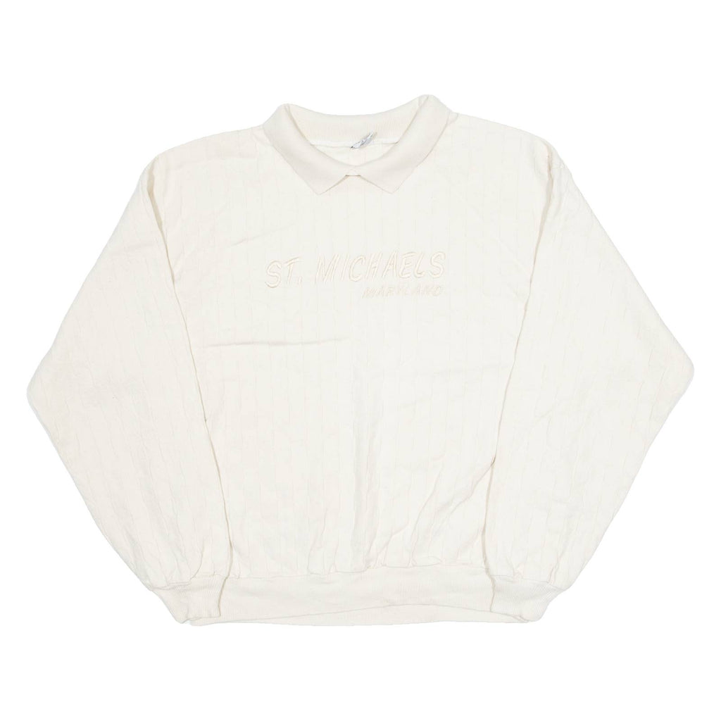 COTTON TO THE CORE Maryland Mens Jumper Cream Collared 90s Tight Knit S