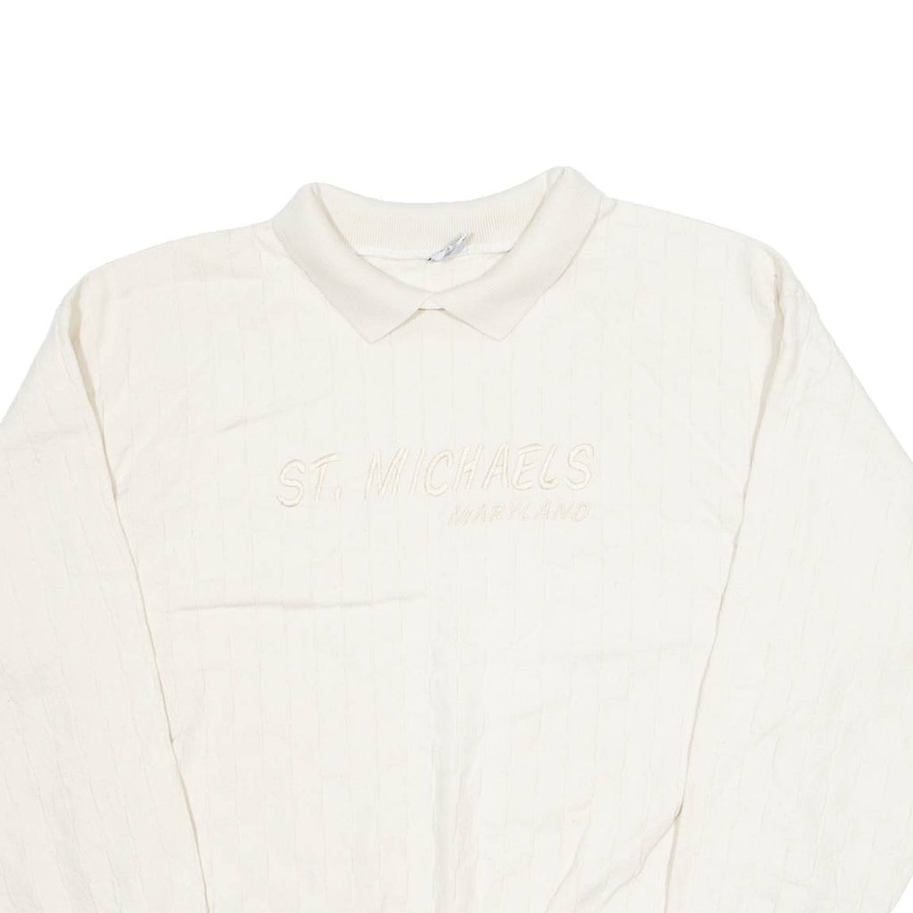 COTTON TO THE CORE Maryland Mens Jumper Cream Collared 90s Tight Knit S
