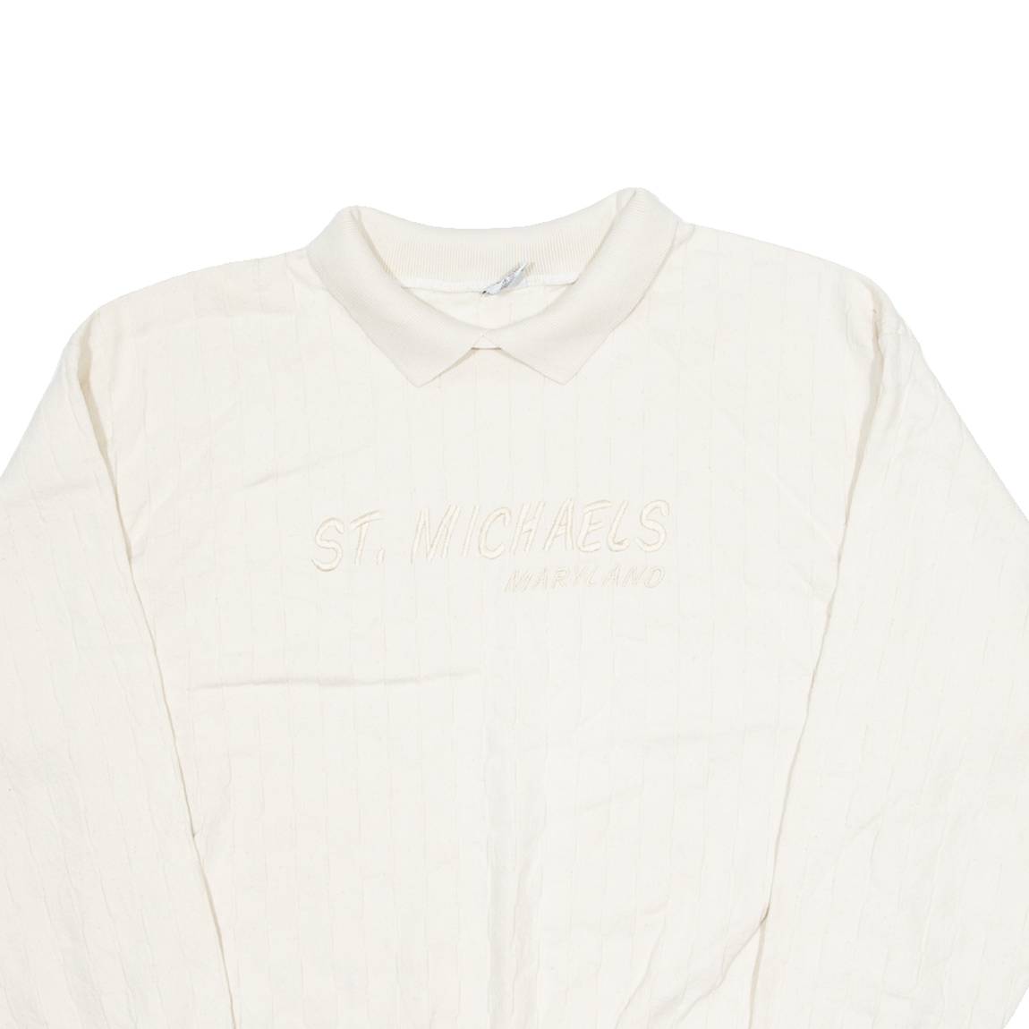 COTTON TO THE CORE Maryland Mens Jumper Cream Collared 90s Tight Knit S