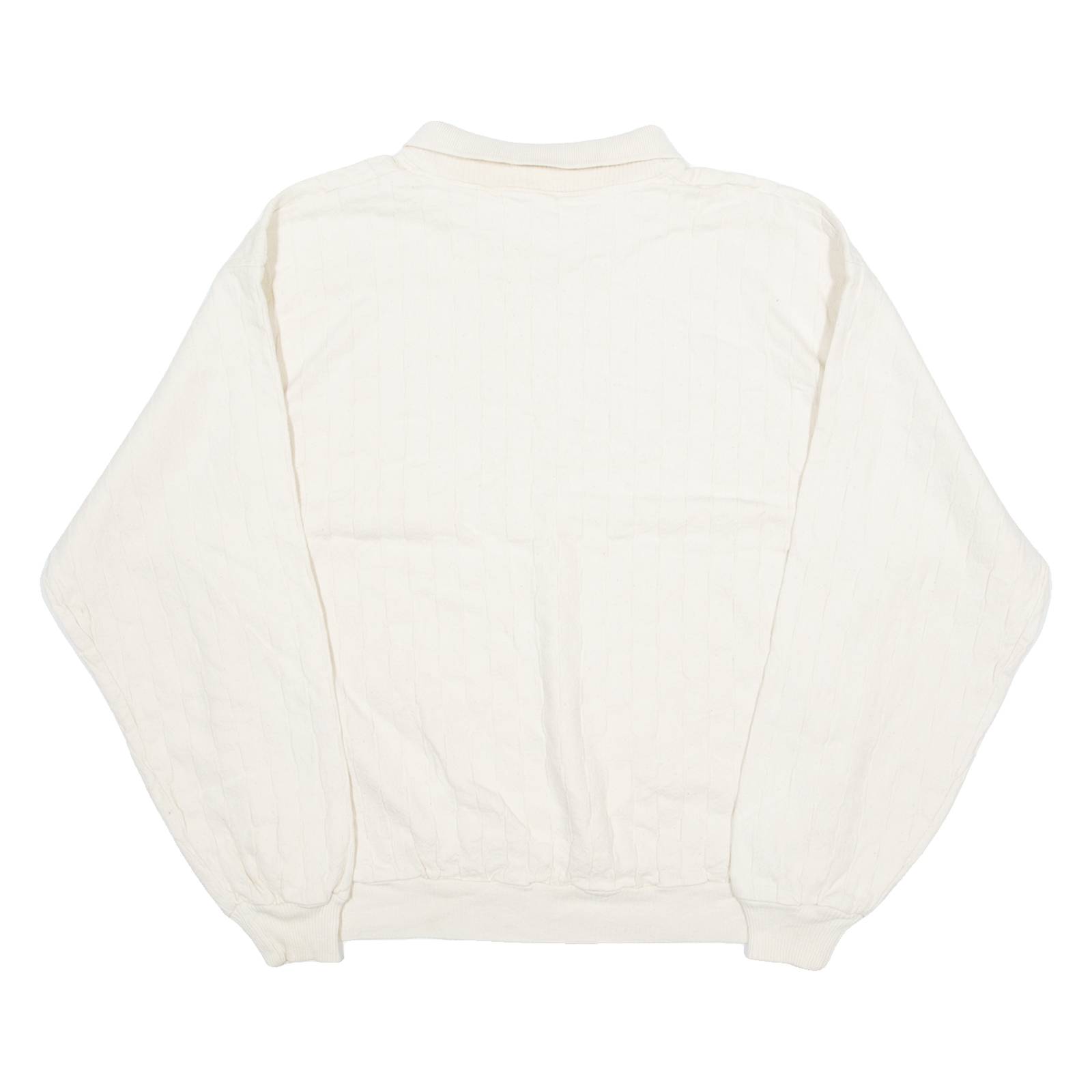 COTTON TO THE CORE Maryland Mens Jumper Cream Collared 90s Tight Knit S