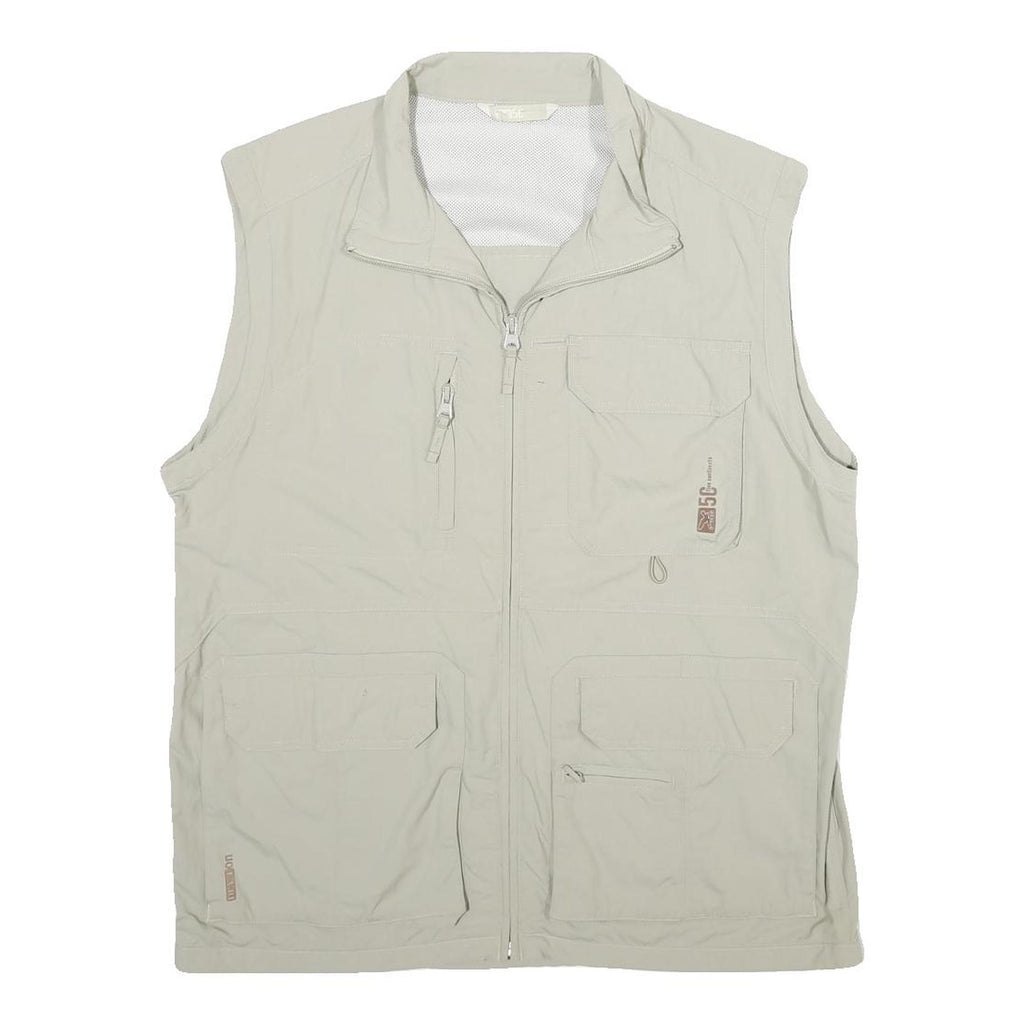 SALEWA Mens Beige Outdoor Vest L Polyamide Plain Lightweight Zip Pockets