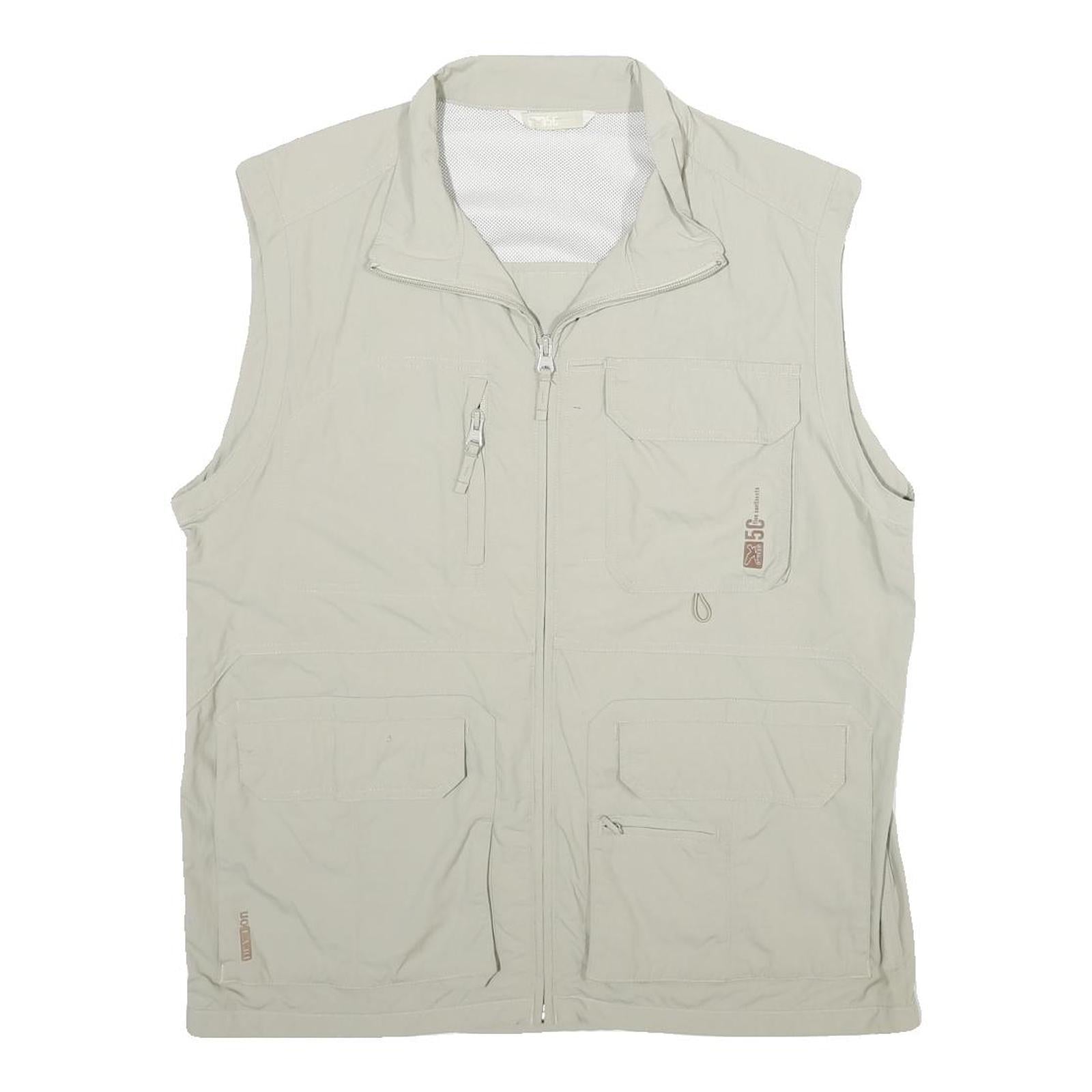 SALEWA Mens Beige Outdoor Vest L Polyamide Plain Lightweight Zip Pockets