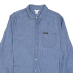 CALVIN KLEIN Mens Blue Denim Shirt M Casual Cotton Blend Long Sleeve