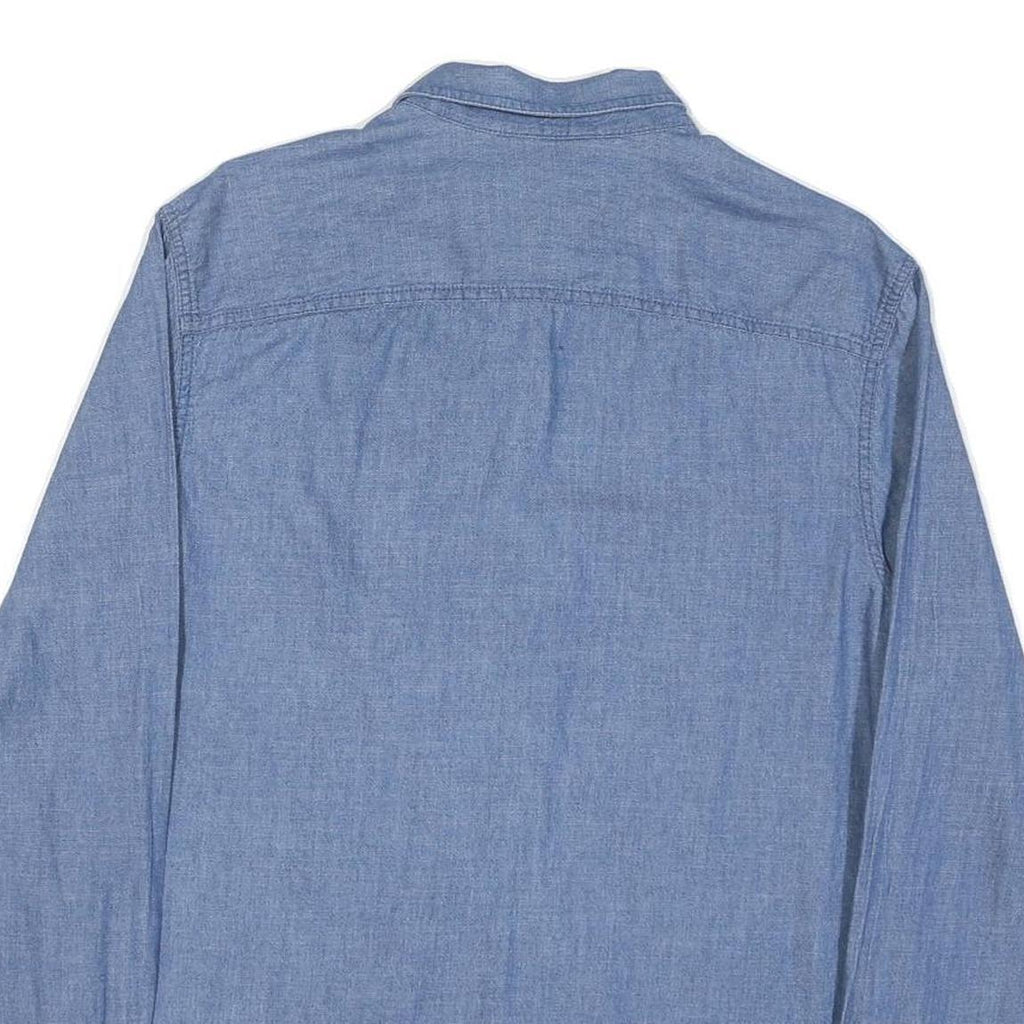 CALVIN KLEIN Mens Blue Denim Shirt M Casual Cotton Blend Long Sleeve