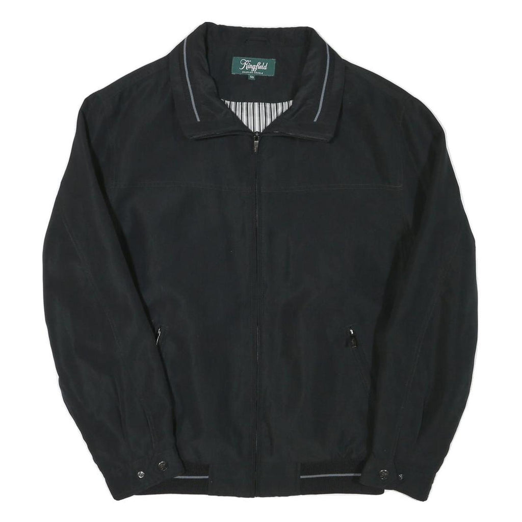 KINGFIELD Mens Black Zip Jacket L Polyester Blend Classic Casual Lightweight